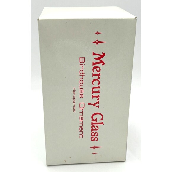 Department 56 Mercury Glass Christmas Tree Ornament Birdhouse Vintage Handpaint - Picture 5 of 16